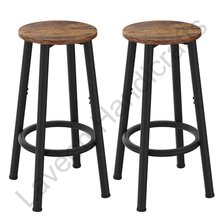 Circular Design Bar Stool Brown / Black - 2 Pcs
