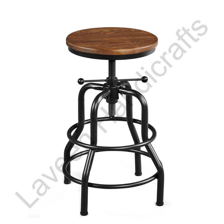 Vintage Adjustable Bar Stool Brown / Black