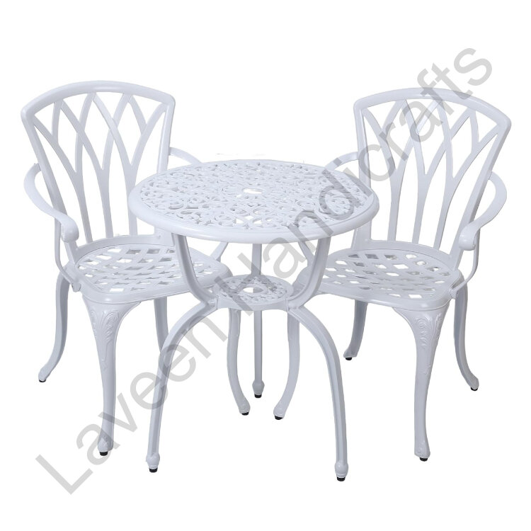 Outdoor Rust-Resistant Bistro Set White - 3 Pcs