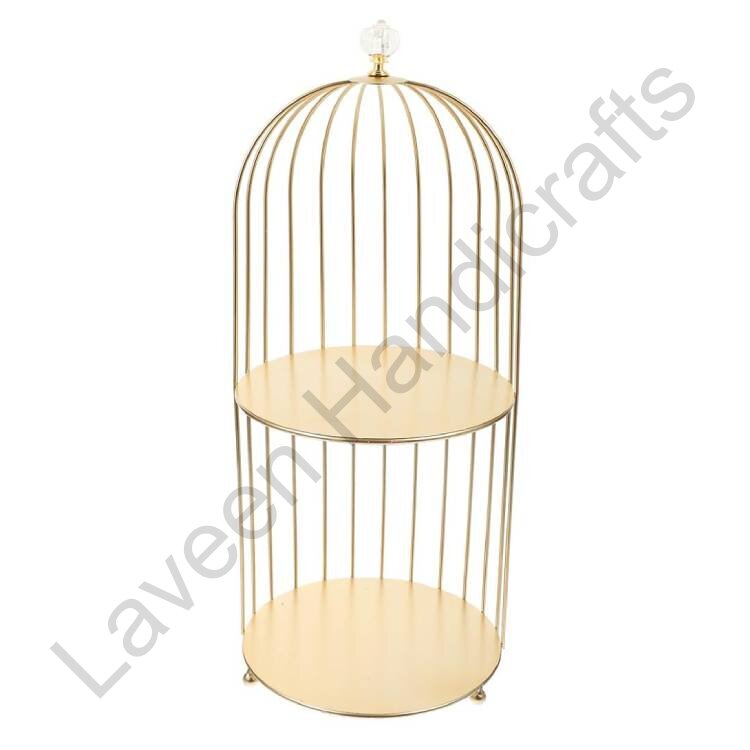 Bird Cage Style Iron Cake Stand Golden