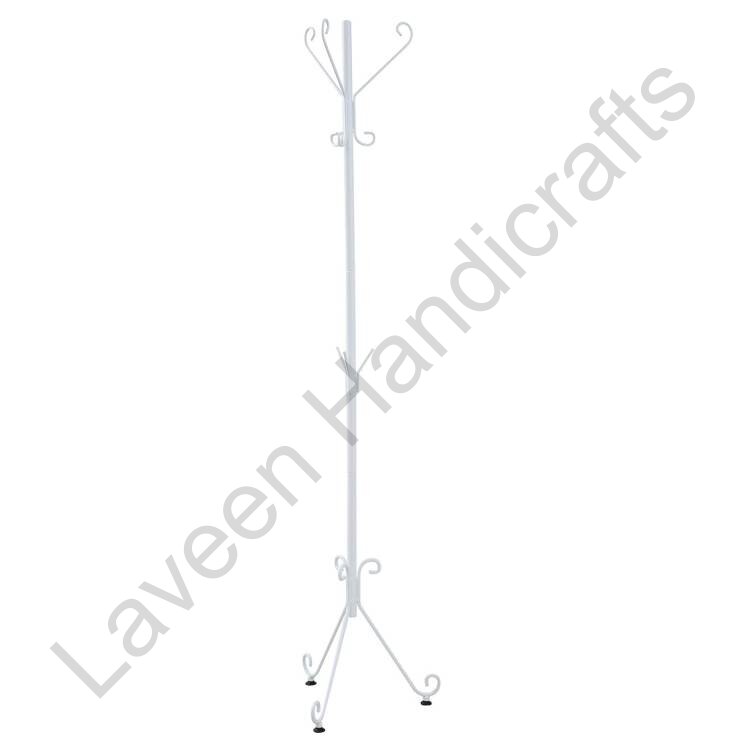 Pole Hanger Iron Coat & Hat Stand White