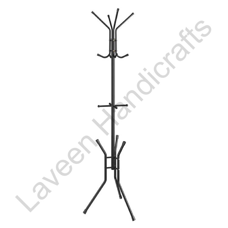 Entryway Iron Coat & Hat Stand Black