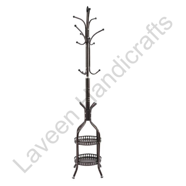 Sturdy Iron Coat & Hat Stand Black
