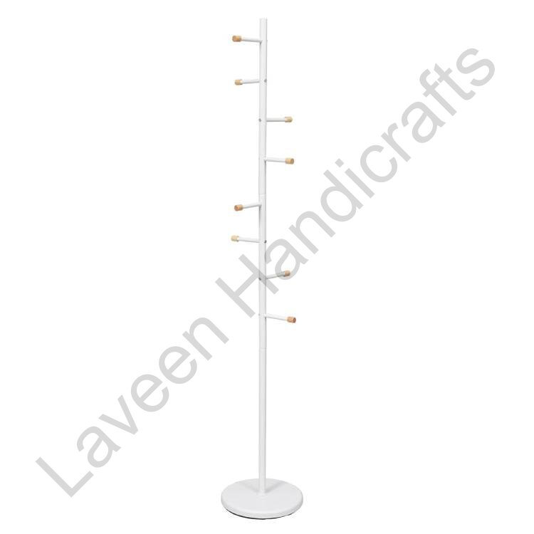 Pole Iron Coat & Hat Stand White