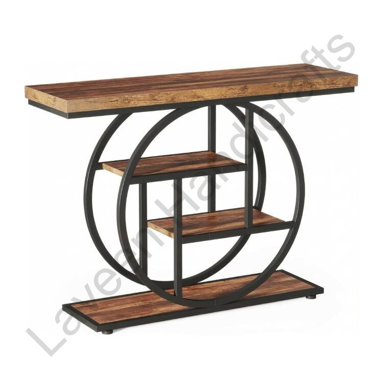 4-Tier Entry Console Table Brown / Black