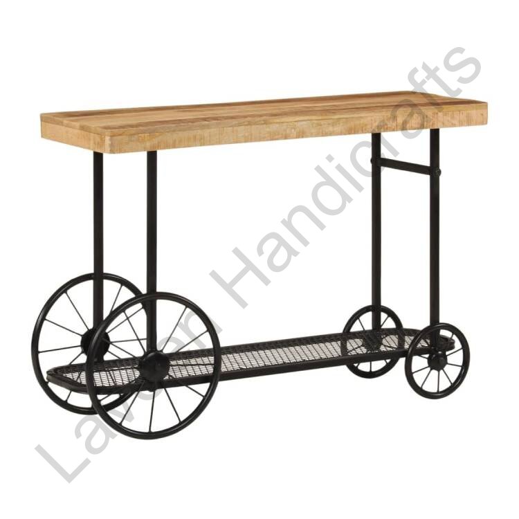 Hallway Console Table Brown / Black With Wheels