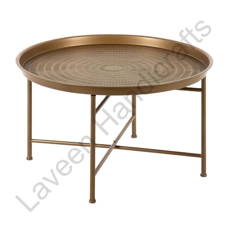 Boho-Chic Hammered Coffee Table Golden