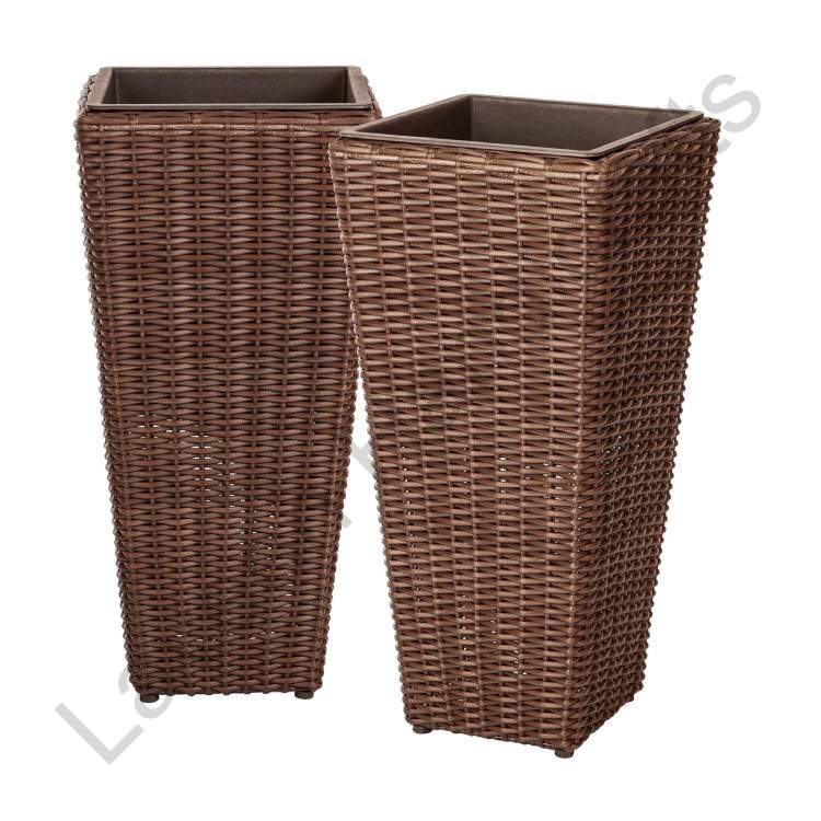 Vertical Wicker Planter Brown - 2 Pcs
