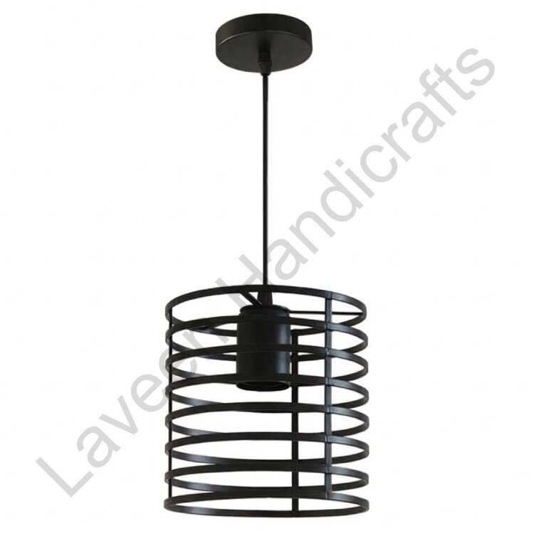 Cage Style Hanging Lamp Black