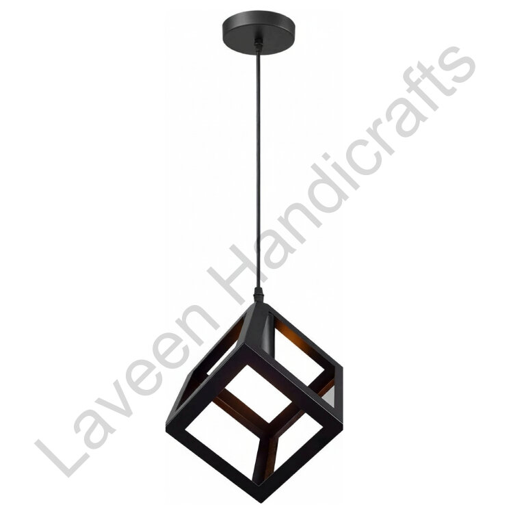 Geometric Cube Design Hanging Lamp Black