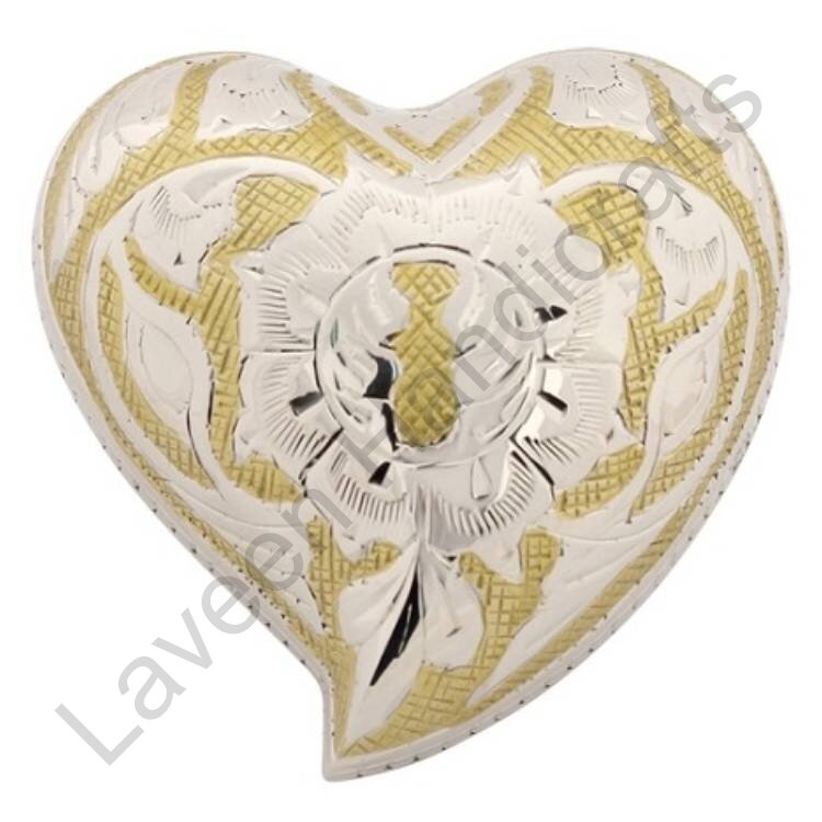 Floral Band Heart Shaped Urn Golden / Silver