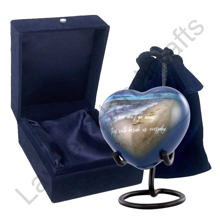Beach Heart Shaped Urn Blue