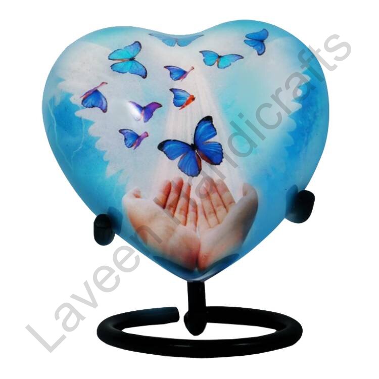 Butterfly Release Heart Shaped Urn Blue