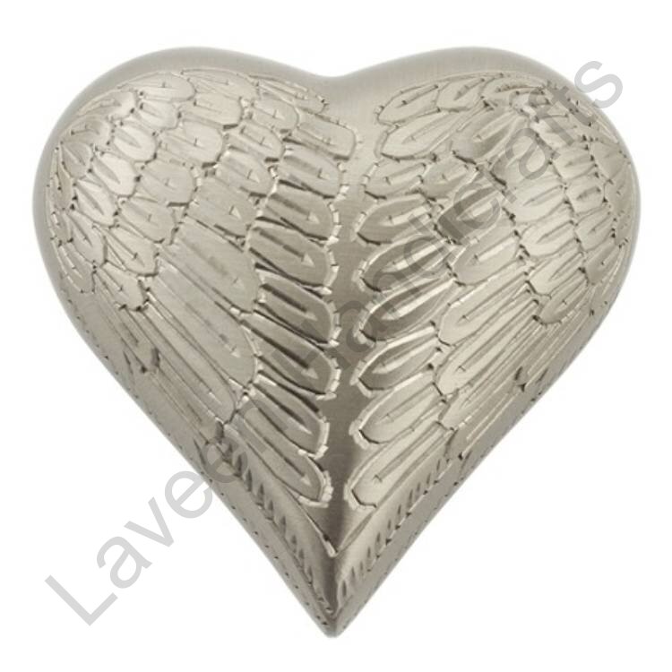 Angel Wings Heart Shaped Urn Silver
