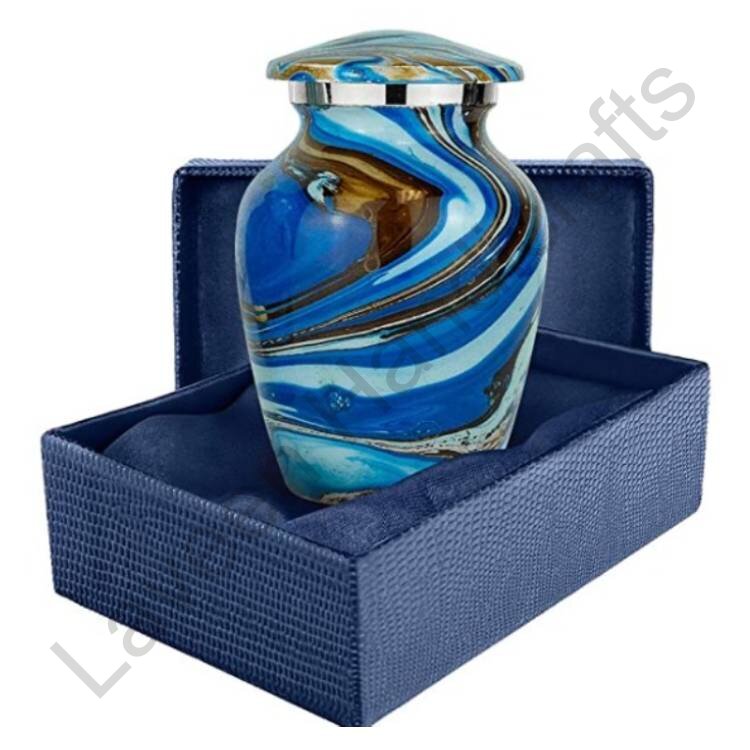 Swirl Design Keepsake Urn Blue