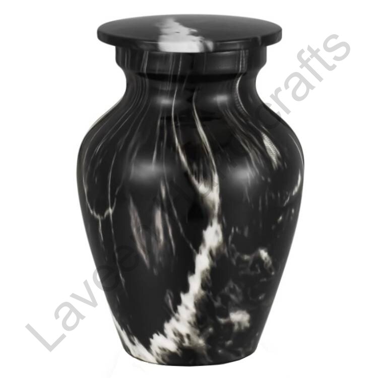 Marble Swirl Keepsake Urn Black / White
