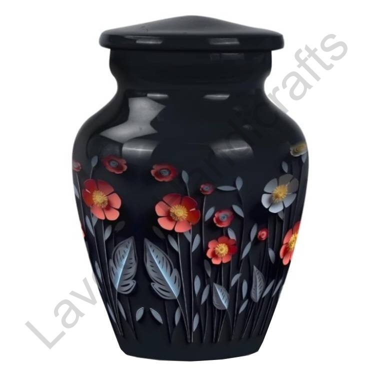 Wildflower Keepsake Urn Black With Flowers