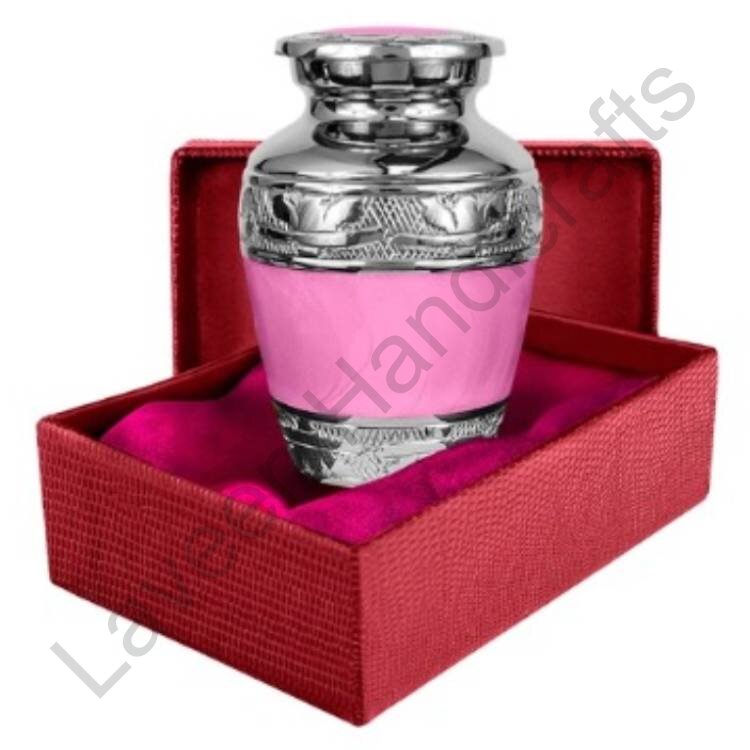 Decorative Bands Keepsake Urn Pink / Silver