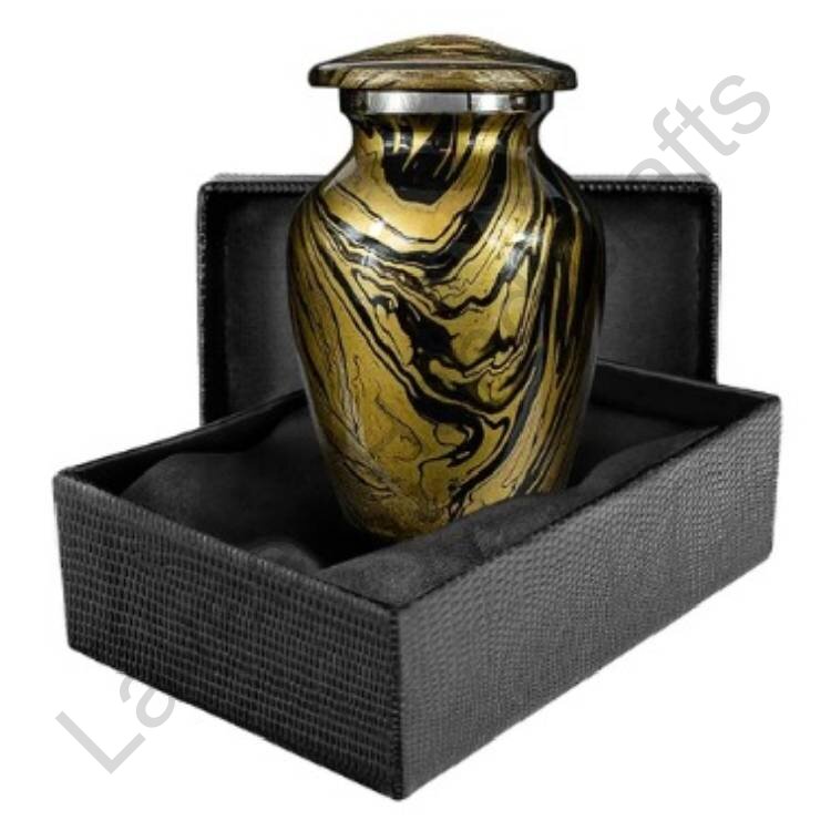 Marble Swirl Keepsake Urn Black / Golden