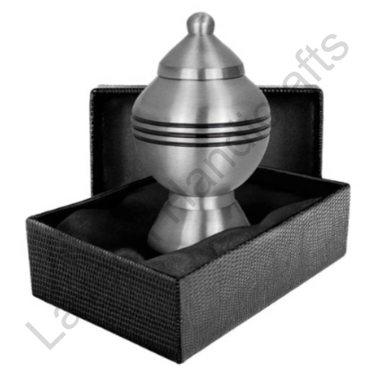 Small Classic Bands Keepsake Urn Silver