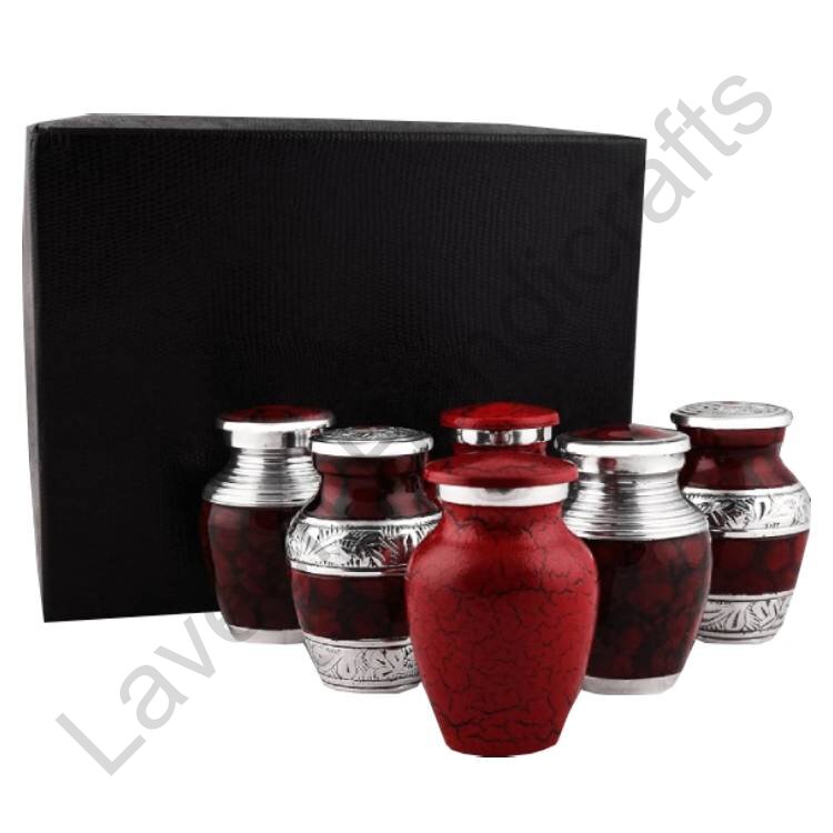 Marble Design Keepsake Urn Red - 5 Pcs
