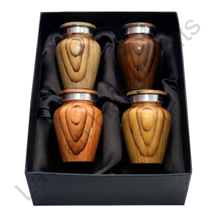 Wood Grain Pattern Keepsake Urn Brown - 4 Pcs