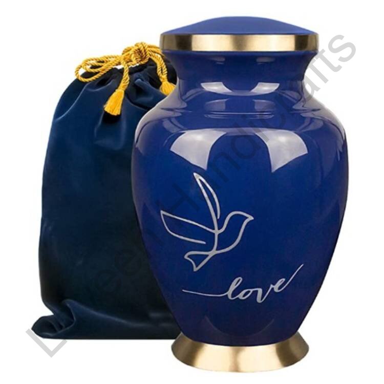 Dove Pattern Keepsake Urn Dark Blue
