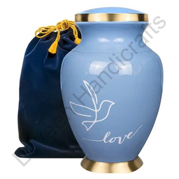 Dove Pattern Keepsake Urn Light Blue