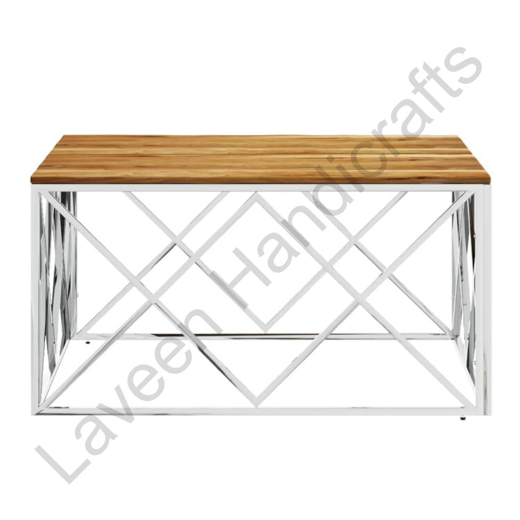 Modern Square Living Room Table Brown / Silver
