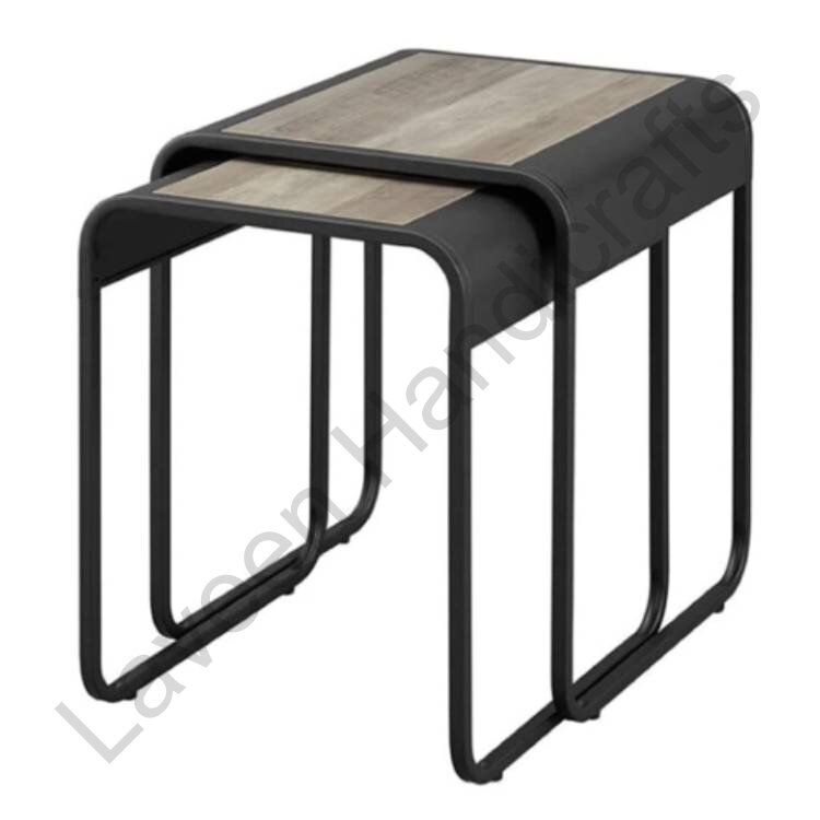Non-Slip Accent Nesting Table Black - 2 Pcs