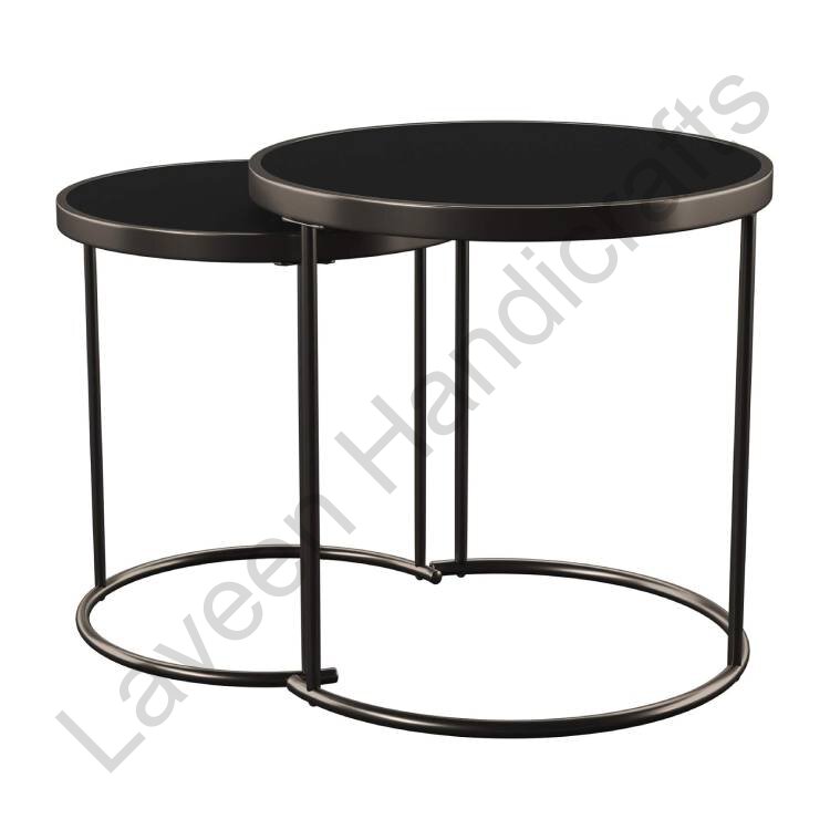 Round Nesting Table Black - 2 Pcs