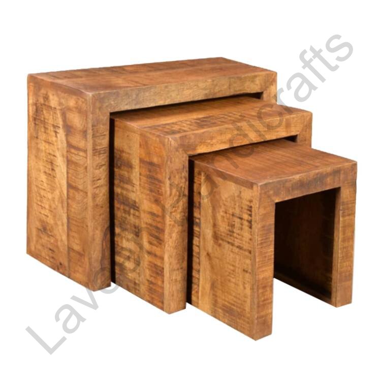 Antique Style Nesting Table Brown - 3 Pcs