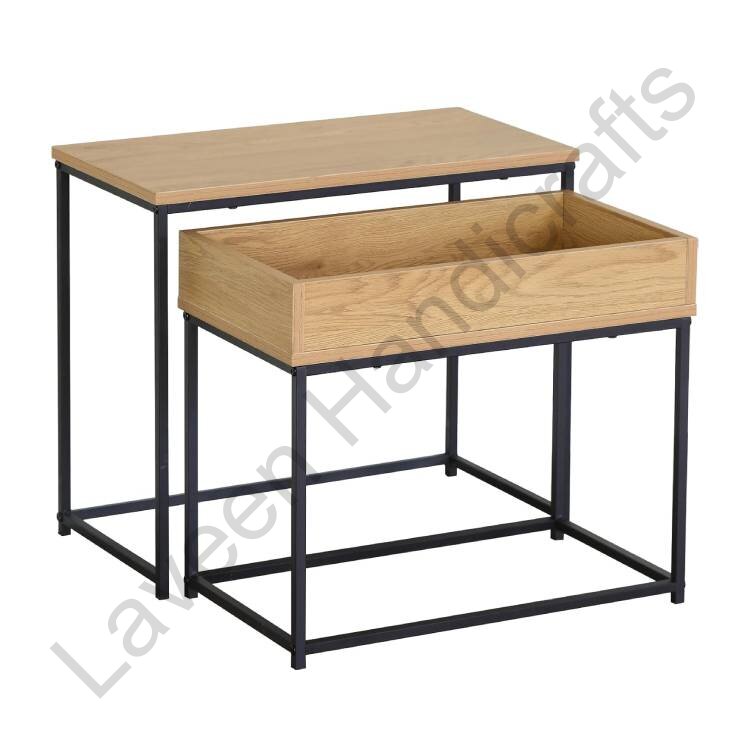 Elegant Storage Nesting Table Brown / Black - 2 Pcs