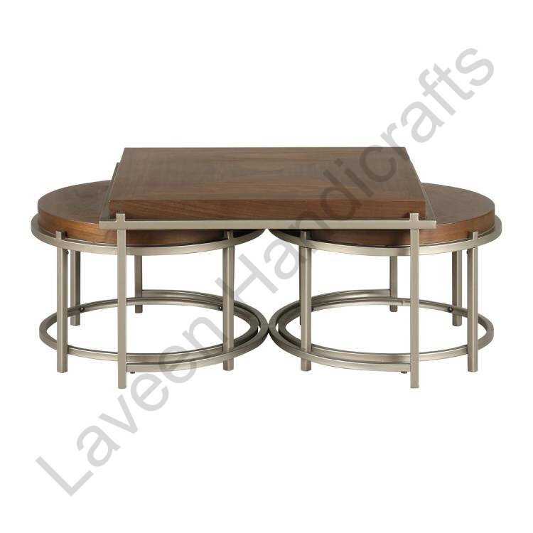 Modern Nesting Table Brown / Silver - 3 Pcs