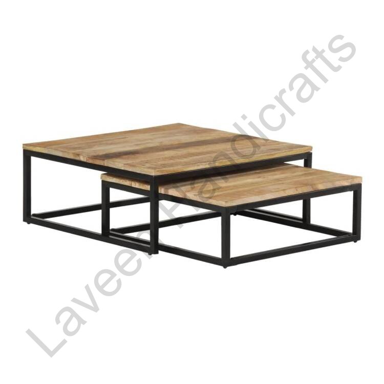 Space Saving Nesting Table Brown / Black - 2 Pcs