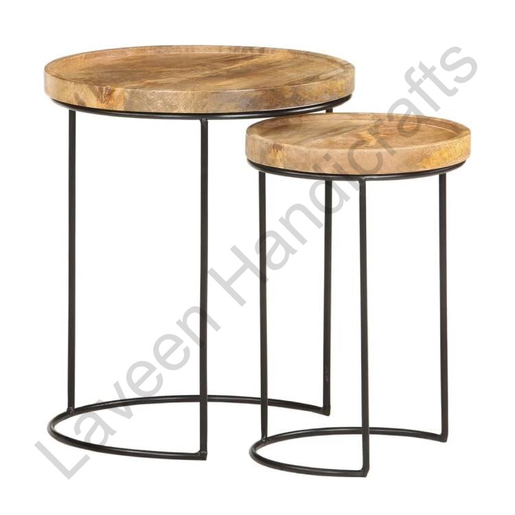 Unique Vintage Nesting Table Brown / Black - 2 Pcs