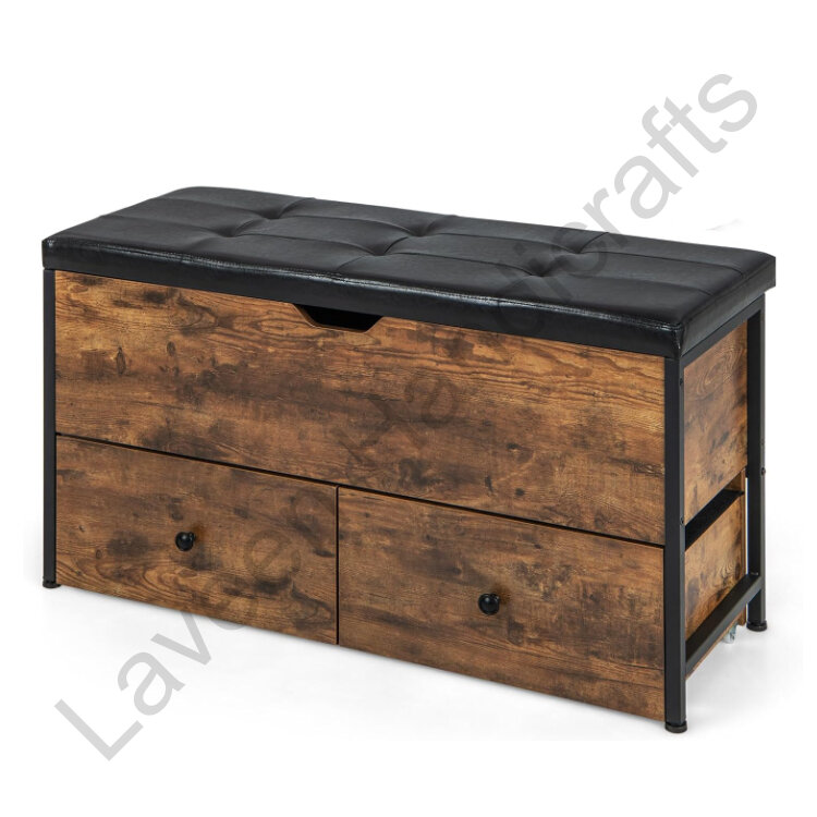 3 Drawars Storage Ottoman Brown
