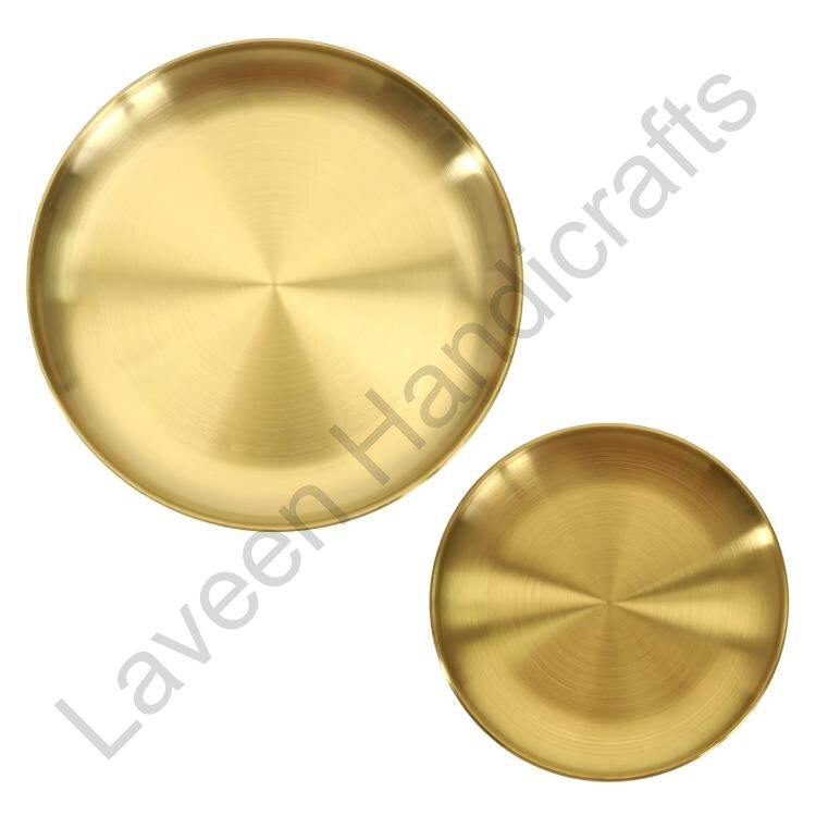 Circular Brass Plate Golden - 2 Pcs