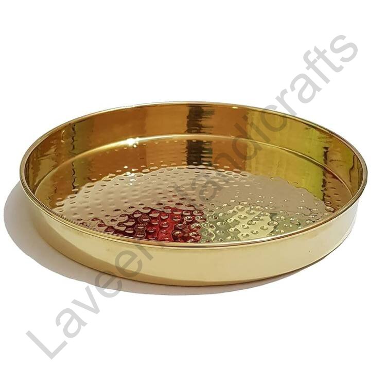 Hammered Brass Plate Golden