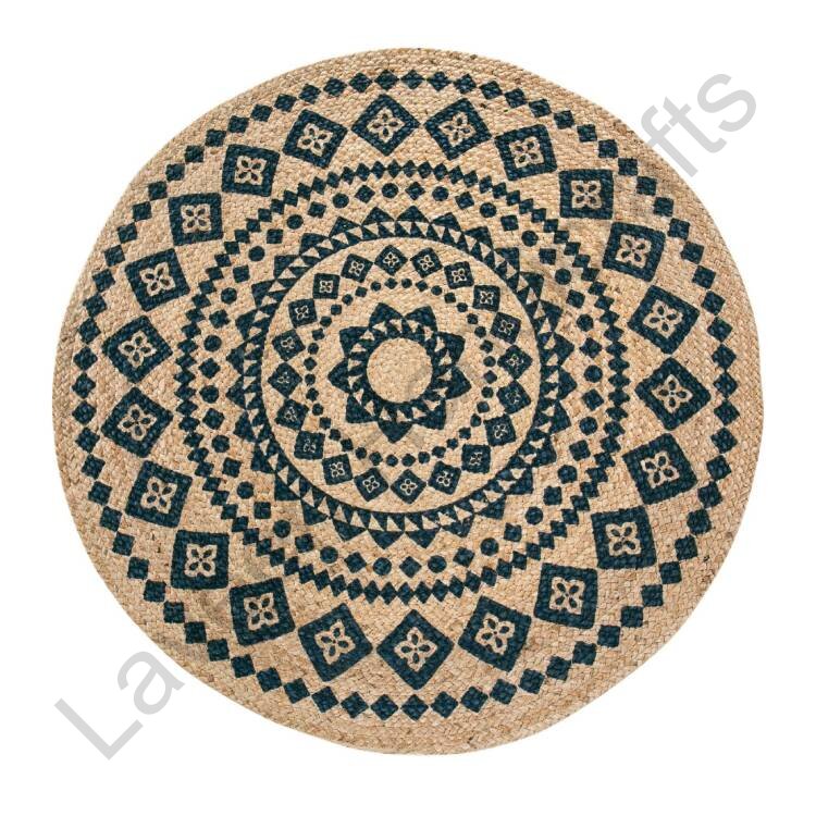 Living Room Round Jute Rug Brown