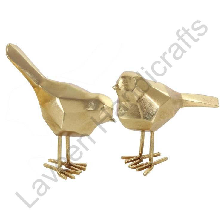 Polystone Bird Decorative Sculpture Golden