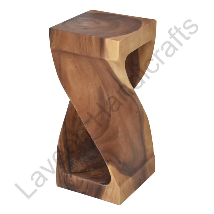 Carved Design Side Table Brown