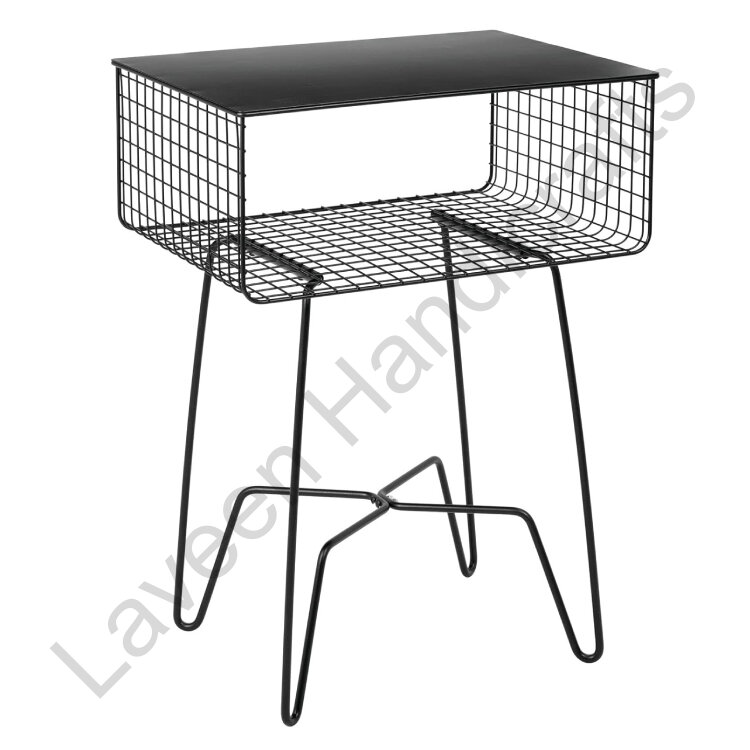 Storage Shelf Side Table Black