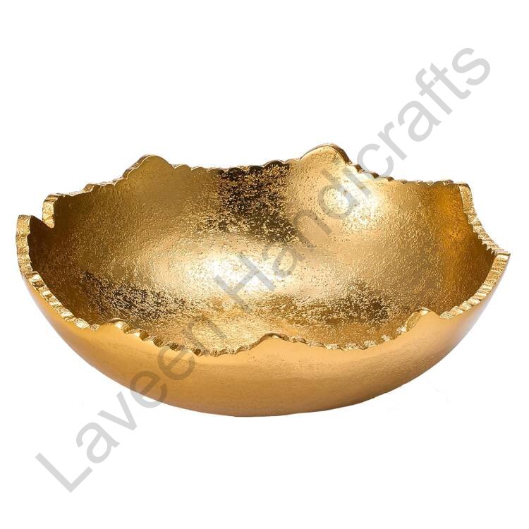 Torn Hammered Serving Bowl Golden
