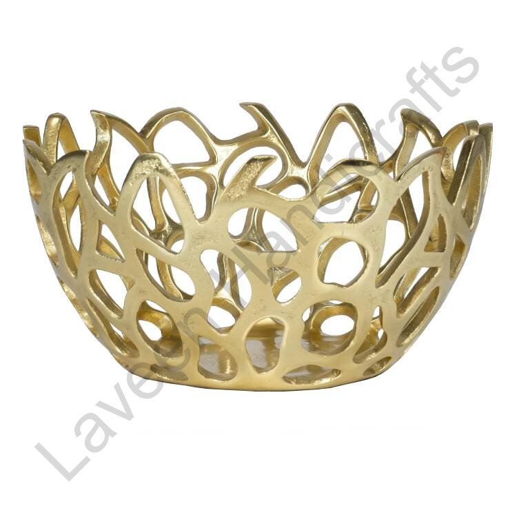 Coral Branch Design Serving Bowl Golden