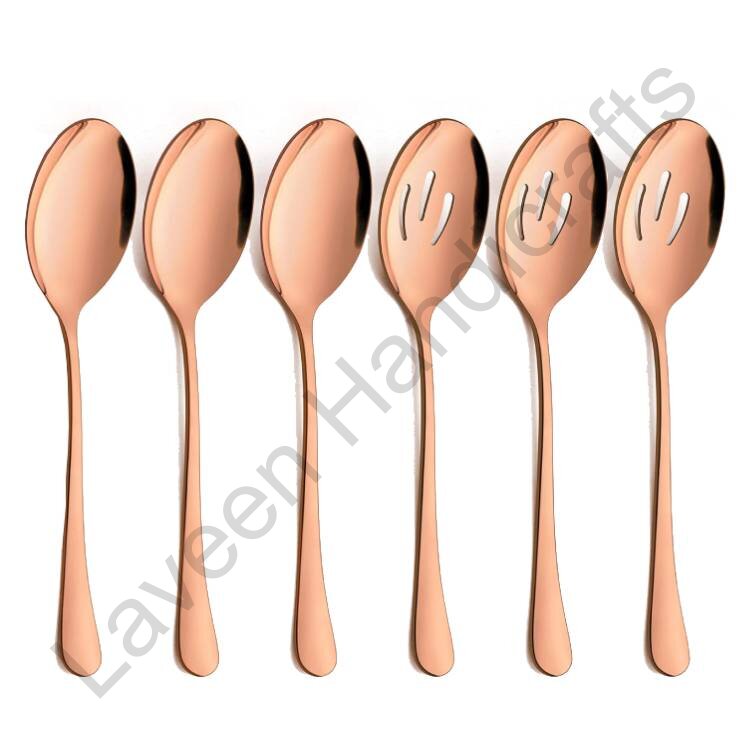 Large Brass Serving Spoons Copper - 6 Pcs