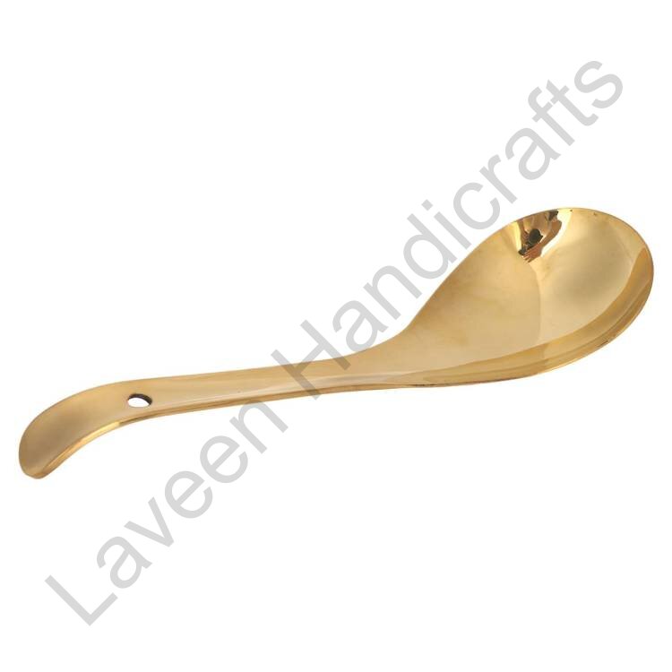 Sturdy Brass Serving Spoon Golden