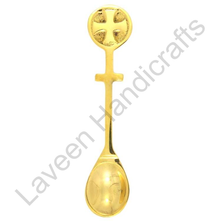Cross Design Brass Spoon Golden