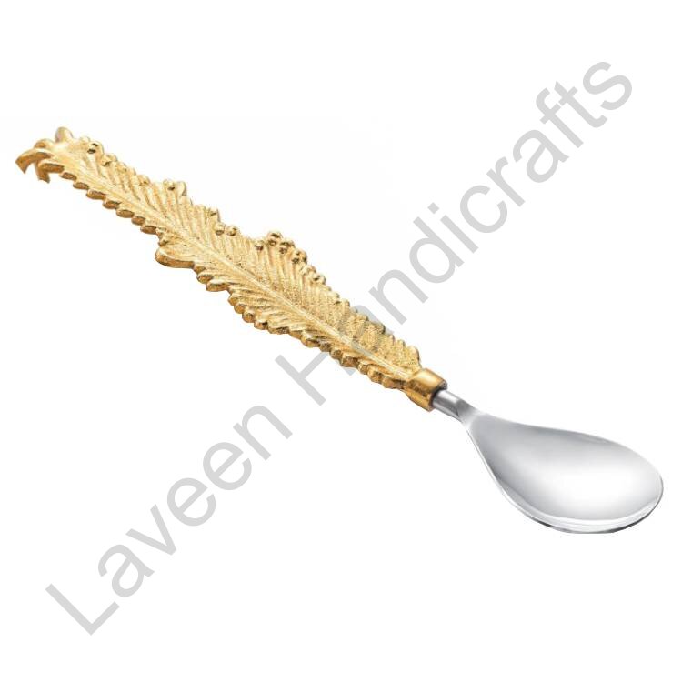 Leaf Design Brass Spoon Silver / Golden