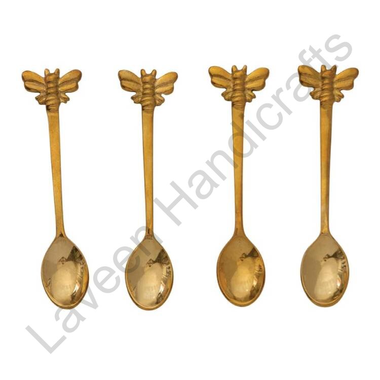 Bee Handles Brass Spoon Golden